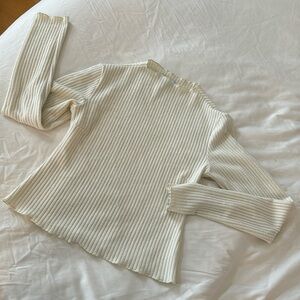 Cream, mock neck long sleeve, ribbed top